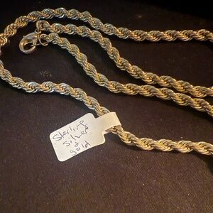 Sterling Gold and Silver Twisted Rope Necklace